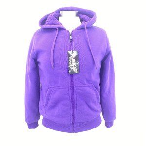 Purple Sport Teddy Faux Fur Lined Hoodie